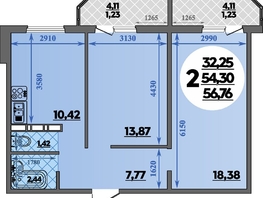 Продается 2-комнатная квартира ЖК Суворовский, литера 23, 56.76  м&sup2;, 6772319 рублей
