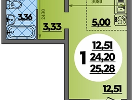 Продается Студия ЖК Платовский, литер 13, 25.28  м&sup2;, 3543408 рублей