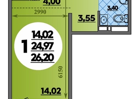 Продается Студия ЖК Суворовский, литера 23, 26.2  м&sup2;, 3706080 рублей