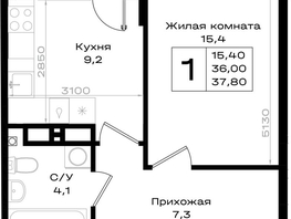 Продается 1-комнатная квартира ЖК Придонье, литер 3.3, 37.8  м&sup2;, 4914000 рублей