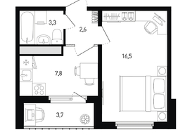 Продается 1-комнатная квартира Ткачева ул, 32  м&sup2;, 4213440 рублей