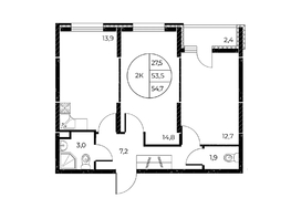 Продается 2-комнатная квартира ЖК Панорама на Театральном, литера 1, 54.7  м&sup2;, 10447700 рублей