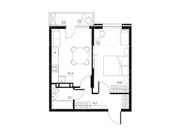 Продается 1-комнатная квартира ЖК Панорама на Театральном, литера 1, 39.1  м&sup2;, 6800000 рублей