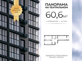 Продается 3-комнатная квартира ЖК Панорама на Театральном, литера 1, 60.6  м&sup2;, 11574600 рублей