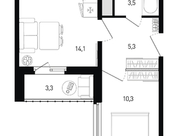 Продается 1-комнатная квартира ЖК 5 элемент Аске, лит 5-11 стр.2, сек.5,6, 34.9  м&sup2;, 4962780 рублей