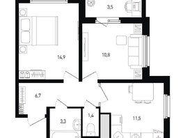 Продается 2-комнатная квартира ЖК 5 элемент Аске, лит 5-11 стр.2, сек.5,6, 50.4  м&sup2;, 6461280 рублей