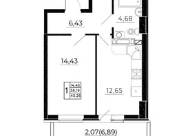 Продается 1-комнатная квартира ЖК Свобода, литера 2, 40.26  м², 4750000 рублей