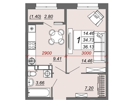 Продается 1-комнатная квартира ЖК Frame (Фрейм), 11В, 36.13  м², 5365305 рублей