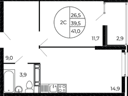 Продается 2-комнатная квартира ЖК Флора, литера 1.1, 41  м², 5514500 рублей