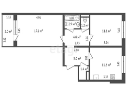 Продается 2-комнатная квартира Октябрьская ул, 63  м², 5100000 рублей