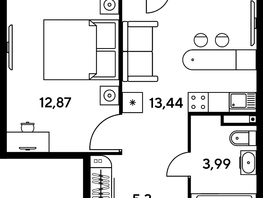 Продается 1-комнатная квартира ЖК Малина Парк, дом 1, 36.65  м², 9220000 рублей