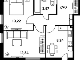 Продается 2-комнатная квартира ЖК Малина Парк, дом 1, 46.81  м², 8990000 рублей