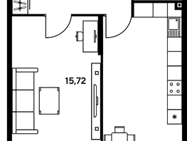 Продается 1-комнатная квартира ЖК Малина Парк, дом 2, 42.68  м², 5790000 рублей