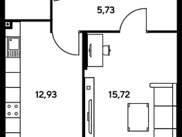 Продается 1-комнатная квартира ЖК Малина Парк, дом 2, 42.75  м², 10330000 рублей