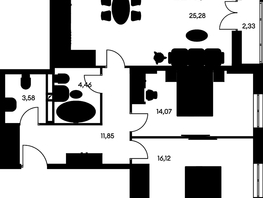 Продается 3-комнатная квартира ЖК Культура, дом 1, 79  м², 11610000 рублей