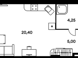 Продается 1-комнатная квартира ЖК Гринсайд, 5.1-5.5, 29.75  м², 5950000 рублей