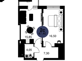 Продается 2-комнатная квартира ЖК Сезоны, 47.4  м², 6980000 рублей