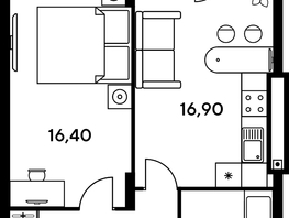 Продается 1-комнатная квартира ЖК Сезоны, 46  м², 6847300 рублей