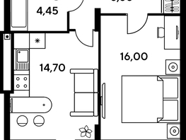 Продается 2-комнатная квартира ЖК Сезоны, 45.65  м², 7479400 рублей