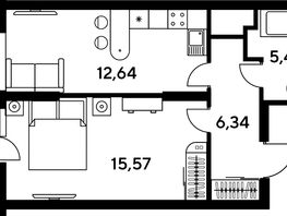 Продается 2-комнатная квартира ЖК Малина Парк, дом 4, 46.45  м², 6740000 рублей