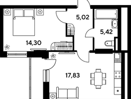 Продается 2-комнатная квартира ЖК Малина Парк, дом 4, 46.13  м², 7790000 рублей