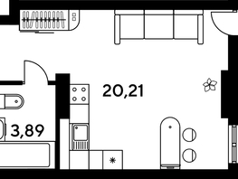 Продается 3-комнатная квартира ЖК Малина Парк, дом 4, 49.93  м², 9310000 рублей