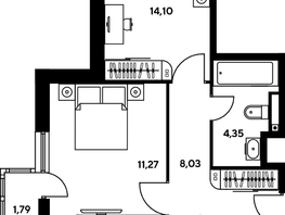 Продается 3-комнатная квартира ЖК Гринсайд, 4.1-4.3, 53.85  м², 10850000 рублей