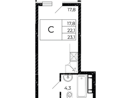 Продается Студия ЖК Флора, литера 3.1, 23.1  м², 3465000 рублей