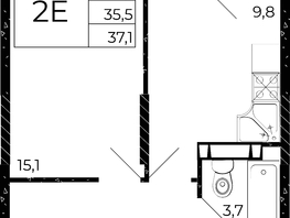 Продается 1-комнатная квартира ЖК Флора, литера 3.1, 37.1  м², 4377800 рублей