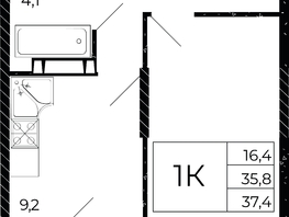 Продается 1-комнатная квартира ЖК Флора, литера 3.1, 37.4  м², 4936800 рублей