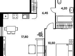 Продается 2-комнатная квартира ЖК Гринсайд, 5.1-5.5, 38.95  м², 6630000 рублей