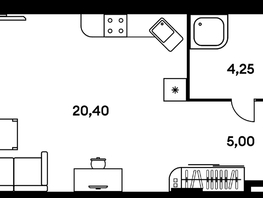 Продается 1-комнатная квартира ЖК Гринсайд, 5.1-5.5, 29.75  м², 6070000 рублей