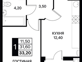 Продается 1-комнатная квартира ЖК Smartpolet (Полёт), литер 8.3, 33.2  м², 4963400 рублей