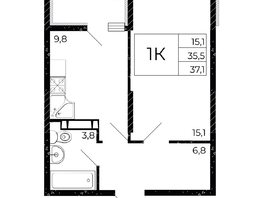 Продается 1-комнатная квартира ЖК Флора, литера 3.1, 37.1  м², 4637500 рублей