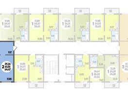 Продается 2-комнатная квартира ЖК Платовский, литер 13, 64.47  м², 6994995 рублей