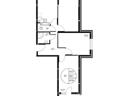 Продается 3-комнатная квартира ЖК Панорама на Театральном, литера 1, 67.8  м², 9898800 рублей