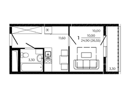 Продается Студия ЖК ПРИТЯЖЕНИЕ, литер 3, 26.55  м², 3823200 рублей