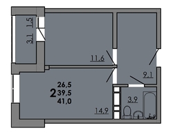 Продается 2-комнатная квартира ЖК Gray (Грэй), кв-л 11-2, 41  м², 5330000 рублей