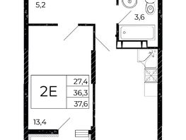 Продается 1-комнатная квартира ЖК Флора, литера 2.1, 37.6  м², 5640000 рублей