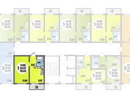 Продается 1-комнатная квартира ЖК Платовский, литер 13, 35.65  м², 4983870 рублей