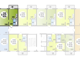 Продается 1-комнатная квартира ЖК Платовский, литер 13, 35.65  м², 5087255 рублей