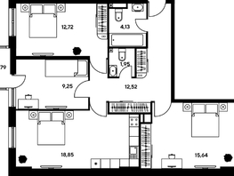 Продается 3-комнатная квартира ЖК Гринсайд, 4.1-4.3, 75.94  м², 12020000 рублей