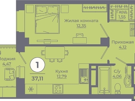 Продается 1-комнатная квартира ЖК Сокольники, литера 9, 36.85 м², 5011600 рублей