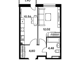 Продается 1-комнатная квартира ЖК Малина Парк, дом 1, 34.42  м², 5320000 рублей