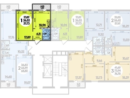 Продается 1-комнатная квартира ЖК Суворовский, литера 02, 37.73  м², 4782231 рублей