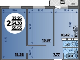 Продается 2-комнатная квартира ЖК Суворовский, литера 23, 55.53 м², 6702586 рублей