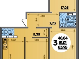 Продается 3-комнатная квартира ЖК Суворовский, литера 23, 83.95  м², 8736840 рублей