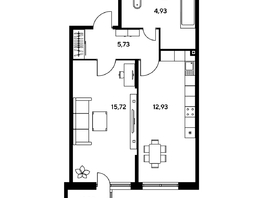 Продается 1-комнатная квартира ЖК Малина Парк, дом 1, 42.32  м², 5870000 рублей