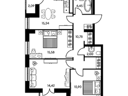 Продается 2-комнатная квартира ЖК Культура, дом 2, 40.82  м², 6110000 рублей