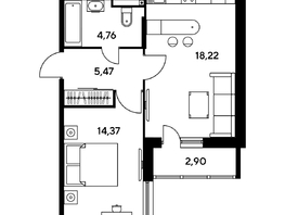 Продается 2-комнатная квартира ЖК Малина Парк, дом 1, 45.04 м², 7420000 рублей